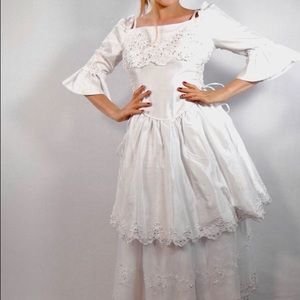 Angel Princess Core White Ruffles Sequins
Evening Gown Circa 1990s